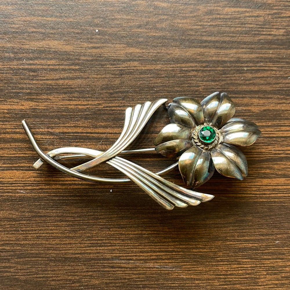 Symmetalic 925 sterling silver + 14k Flower Brooch